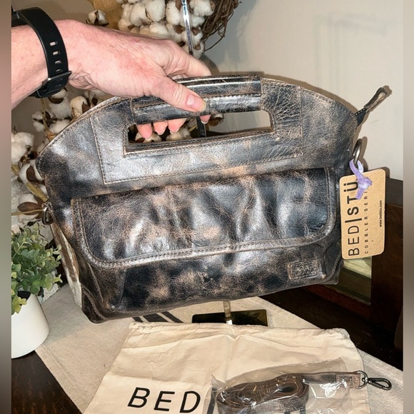 NWT Bed Stu Leather Greenway Handbag Crossbody Bag Black Lux MSRP $265 - Picture 7 of 13